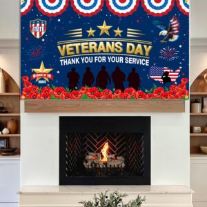 JKQ Veterans Day Thank You for Your Service Backdrop Banner 73 x 43 Inch Thank You Veterans Banner America Patriotic Party Decorations Honoring All Who Served Indoor Outdoor Photo Booth Props