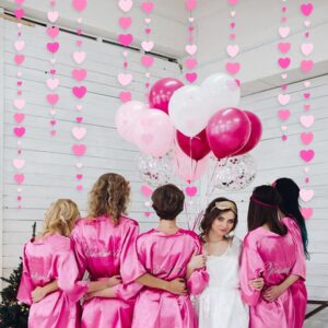 Valentines Day Party Decorations Hot Pink White Hanging Paper Heart Garland Streamer for Birthday Bachelorette Engagement Wedding Bridal Shower Anniversary Minnie Flamingo Pink Girl Party Supplies