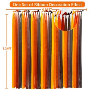 Fall Party Decorations Ombre Brown Orange Yellow Satin Ribbon Streamer Backdrop 197 Ft × 1.97" Wide Fringe Hanging Ribbon Garland for Wedding Birthday Bridal Shower Autumn Thanksgiving Party Supplies