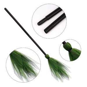 Jmkcoz 3 Pcs Halloween Witch Broom Plastic Witch Broomstick Kids Broom Cosplay Props for Halloween Costume Haunted House Decoration, Masquerade Show Dress Up Party Supplies (Green, Purple, Orange)