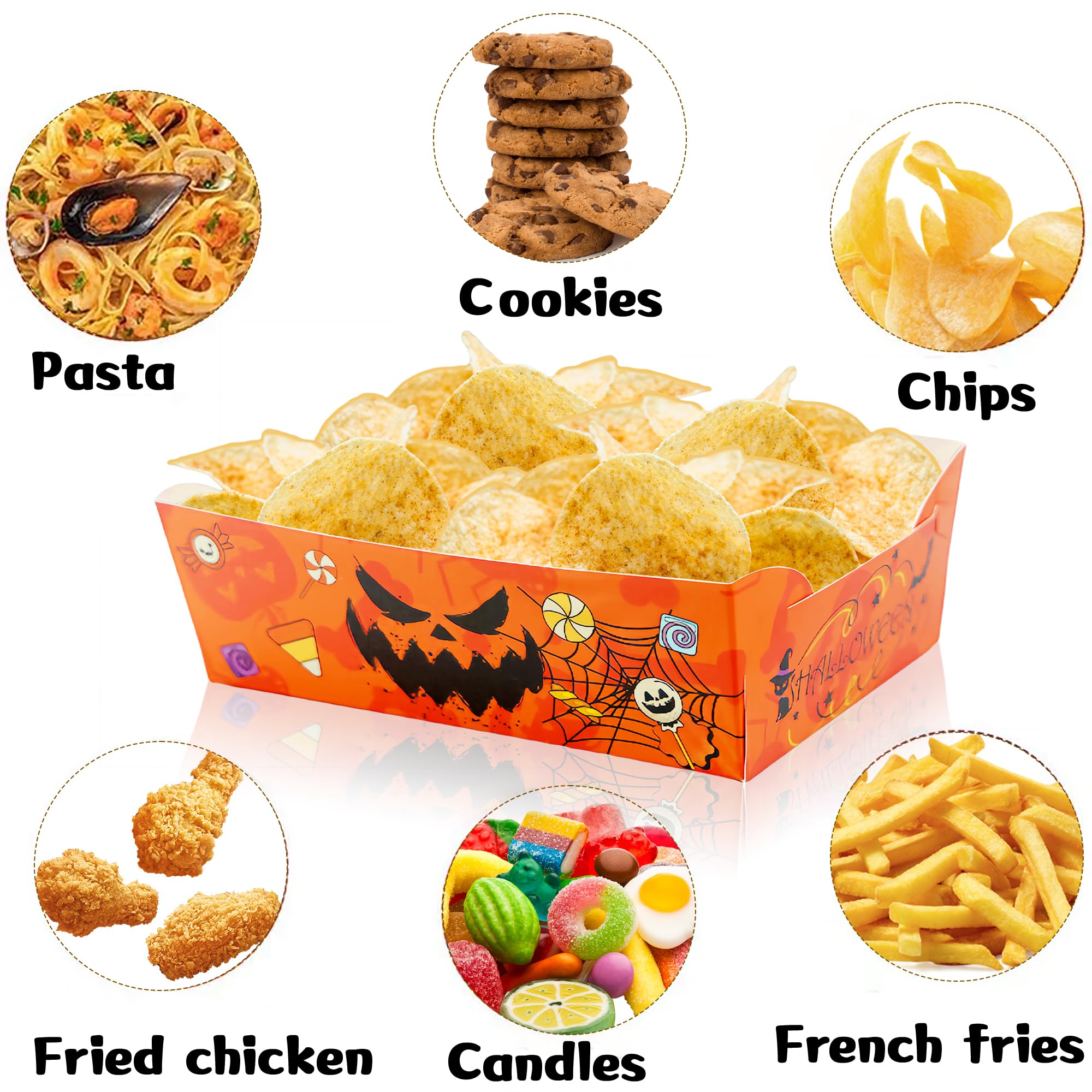 Halloween Snack Trays 36pcs Ghost Pumpkin Paper Food Trays Party Supplies for Hot Dog Popcorn Taco Snack Candy Food Container Trick or Treat Party Supplies…