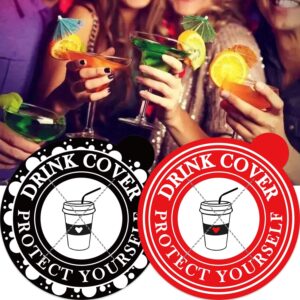 Alcohol Protection Drink Cup Cover Protector Stickers 4 Inch Disposable Drink Lid Stickers Adhesive Drinking Glass Cover Drink Protector for Drinks Protection 50 Pcs