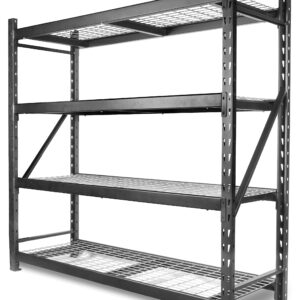 WEN Four-Tier Industrial Steel Storage Rack with Adjustable Shelving and 8000-Pound Capacity (RK7724-4)