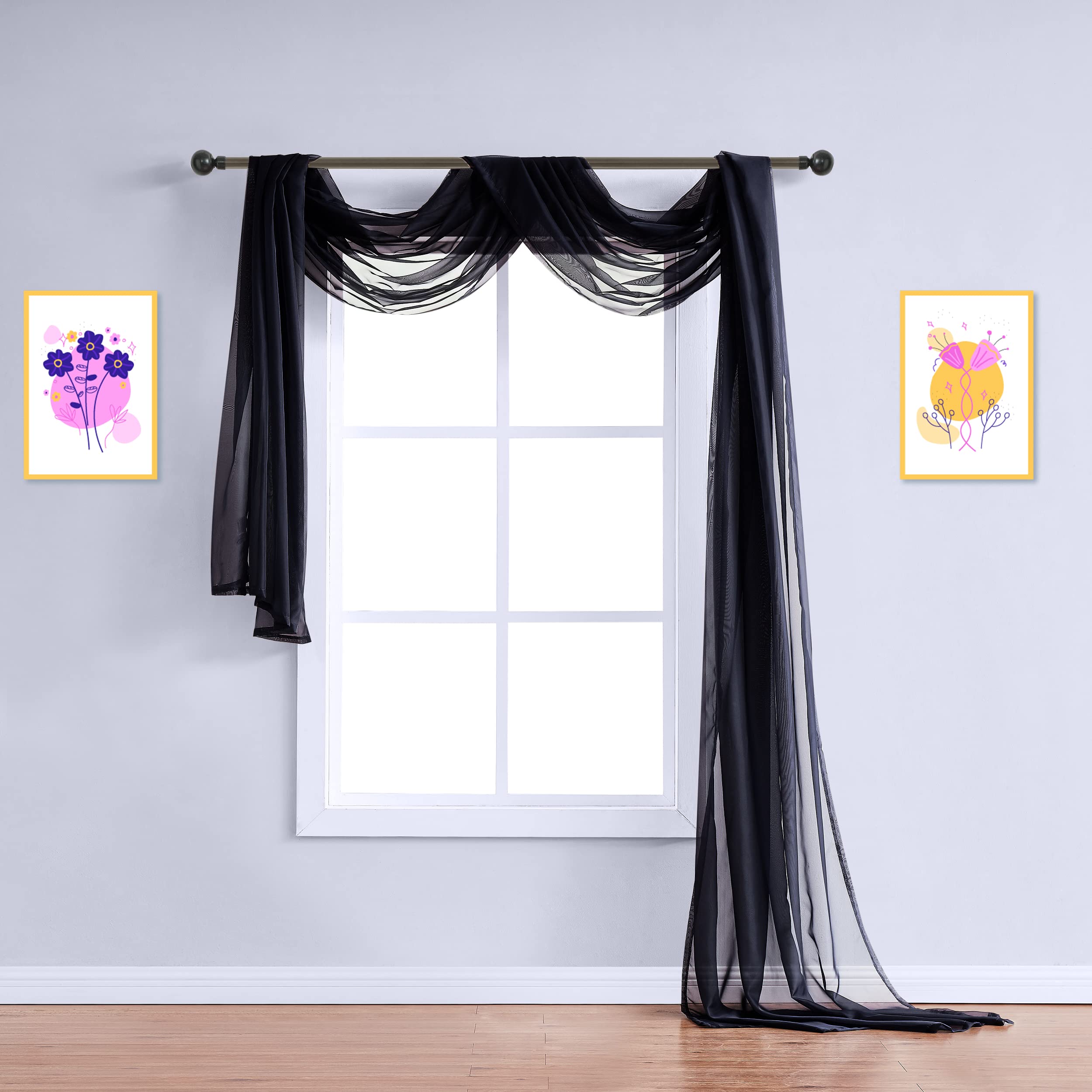 WARM HOME DESIGNS 2 Black Backdrop Curtain Bundle. 55 x 216 Inch Black Fabric or Black Curtain Backdrop for Black Wedding Decorations & Gothic Wedding Decor. ADS Black 216"