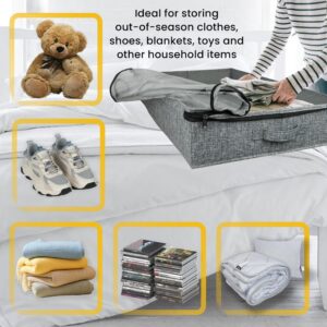 Clutter Mutter Gray Low Profile Under Bed Storage Containers 5 inches high, 33.8"x 17.7"x 5.1", Sturdy Underbed Shoe Storage Organizer, Foldable Fabric Under the Bed Storage Bins - Pack of 2