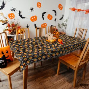 KatchOn, Pumpkin Halloween Tablecloth Plastic - Pack of 3 | Halloween Table Cloths Disposable 72x54 Inch Halloween Table Decorations | Halloween Party Decorations