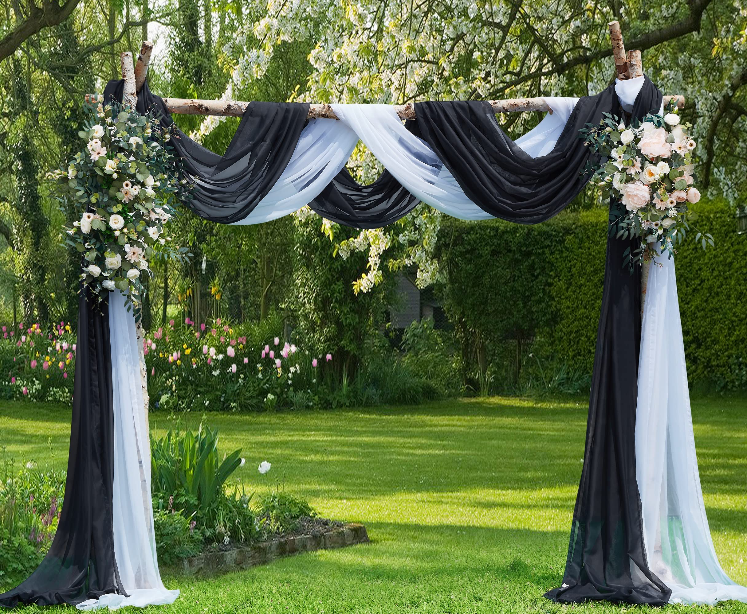 WARM HOME DESIGNS 2 Black Backdrop Curtain Bundle. 55 x 216 Inch Black Fabric or Black Curtain Backdrop for Black Wedding Decorations & Gothic Wedding Decor. ADS Black 216"