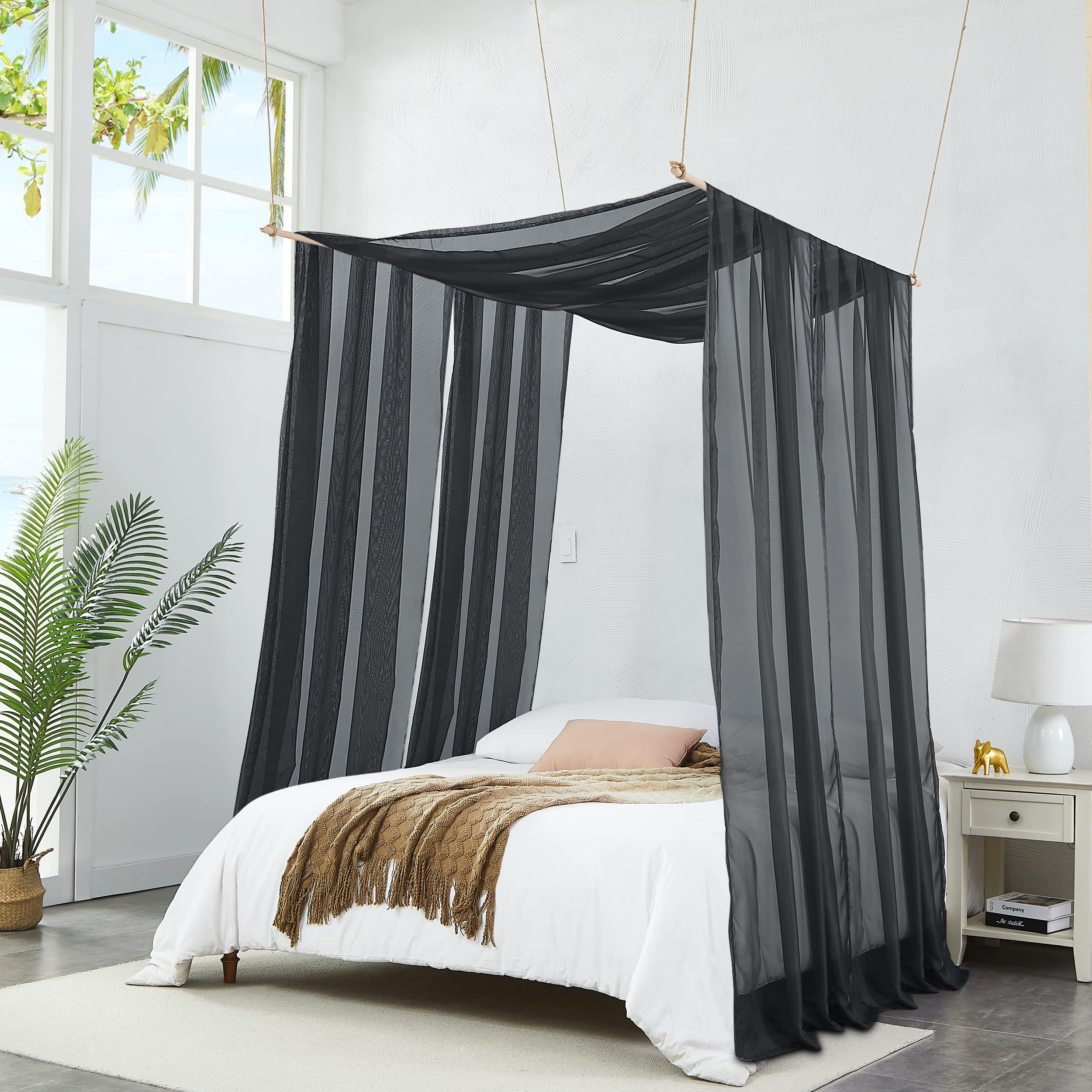 WARM HOME DESIGNS 2 Black Backdrop Curtain Bundle. 55 x 216 Inch Black Fabric or Black Curtain Backdrop for Black Wedding Decorations & Gothic Wedding Decor. ADS Black 216"