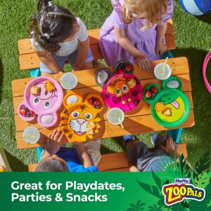 Hefty Zoo Pals Party Edition Paper Plates for Kids, Assorted Animal Designs, 7.75 Inches with Two Dipping Compartments, 20 Count