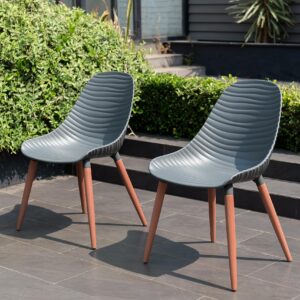 Brampton | Eucalytpus Wood | Ideal for Patio and Indoors Amazonia Aseda 2-Piece Outdoor Dining Chair Set, Grey