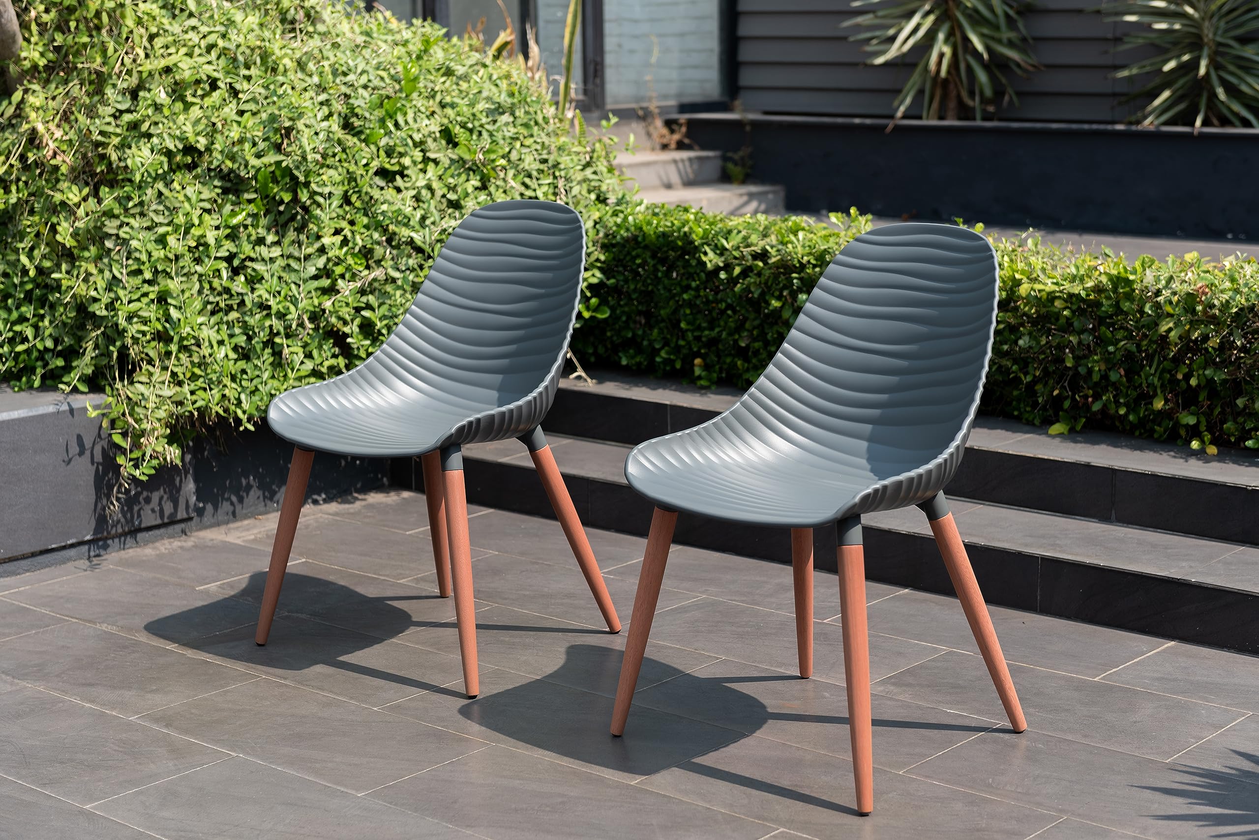 Brampton | Eucalytpus Wood | Ideal for Patio and Indoors Amazonia Aseda 2-Piece Outdoor Dining Chair Set, Grey