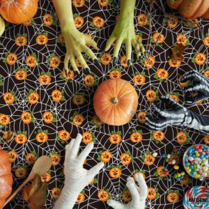 KatchOn, Pumpkin Halloween Tablecloth Plastic - Pack of 3 | Halloween Table Cloths Disposable 72x54 Inch Halloween Table Decorations | Halloween Party Decorations