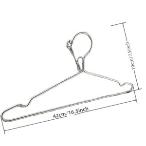 16.5” Wire Hanger 4mm Lockable Hangers 10Pack Stainless Steel Slim Thin Heavy Duty Windproof Lock Hook Metal Space Saving Clothes Hotel Hangers Silver (10)