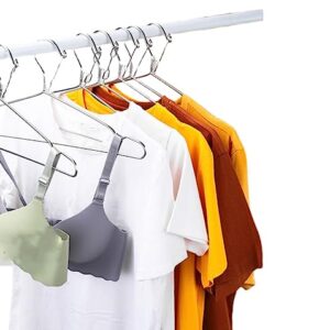 16.5” Wire Hanger 4mm Lockable Hangers 10Pack Stainless Steel Slim Thin Heavy Duty Windproof Lock Hook Metal Space Saving Clothes Hotel Hangers Silver (10)