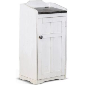 pemberly row 16" farmhouse wood trash box in white/dark brown