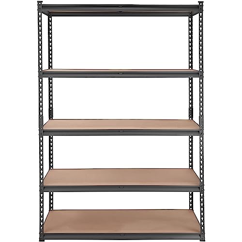 VEVOR Storage Shelving Unit, 5-Tier Adjustable, 2000 lbs Capacity, Heavy Duty Garage Shelves Metal Organizer Utility Rack, Black, 48" L x 24" W x 72" H for Kitchen Pantry Basement Bathroom Laundry