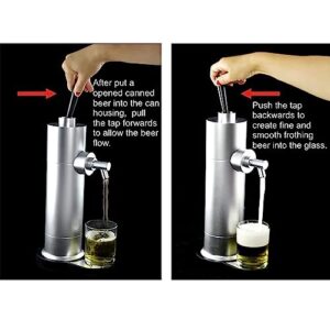 YJSG Beer Draft Dispenser,Beer Foam Machine,Canned Beer Draft System,Beer Foam Maker,Beer Tap,Mini Kegerator,Converts Any Can Into Draft for Beer Bars,A Great Gift for Beer Lovers,Silver