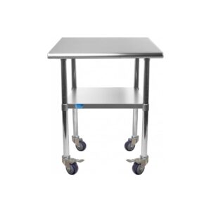 amgood 18" long x 18" deep stainless steel table with casters