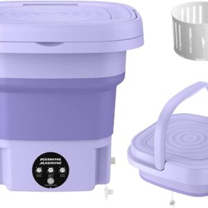 MacLehose Mini Portable Washing Machine, Mini Washer and Dryer Combo, 9L,Foldable,Mini Washer for Baby Clothes, Underwear or Socks,Small Clothes, Camping&Travel Laundry,Portable Washer Machine(purple)