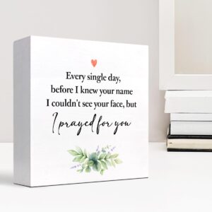 I Prayed for You Wood Block Sign Desk Decor,Rustic Love Wooden Box Plaque Sign Desk Decor for Home Bedroom Shelf Table Decor Decorations