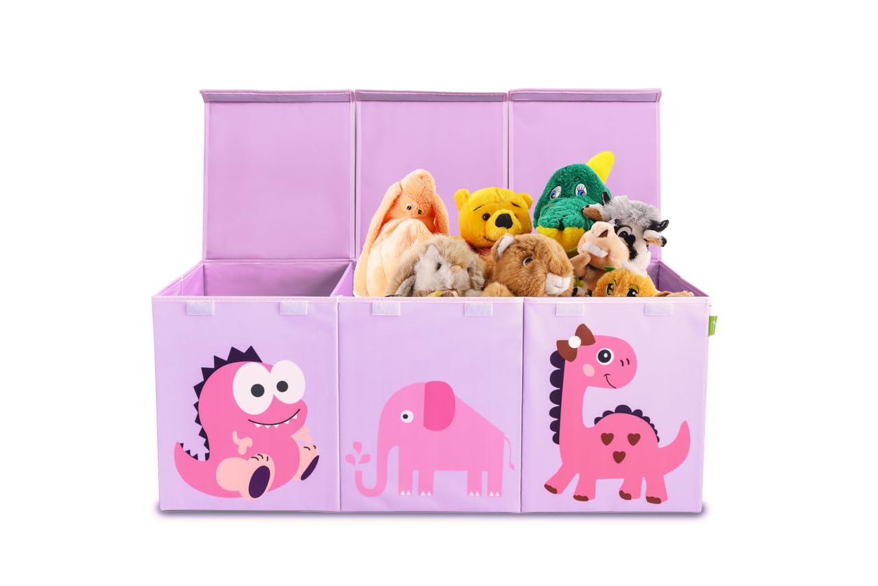 Ethiques Purple (Cute Dinosaur) Collapsible Large toy chest 40X16X14 Inch