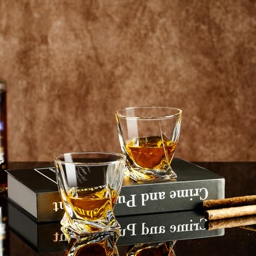 PARACITY Whiskey Glasses Set of 2, Old Fashioned Cocktail Glass, 10 OZ Whiskey Glasses, Bourbon Glasses, Rocks Glasses for Scotch, Liquor Vodka, Bourbon, Whiskey Gifts for Men, Husband, Boyfriend