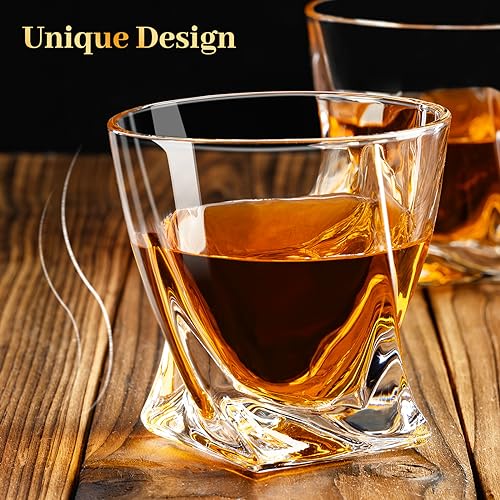 PARACITY Whiskey Glasses Set of 2, Old Fashioned Cocktail Glass, 10 OZ Whiskey Glasses, Bourbon Glasses, Rocks Glasses for Scotch, Liquor Vodka, Bourbon, Whiskey Gifts for Men, Husband, Boyfriend