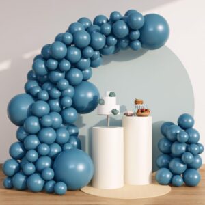 beaumode assorted latex balloons 125pcs different sizes 18 12 10 5 inch balloon kit for birthday party graduation baby shower wedding bridal shower balloon arch garland decoration (blue slate)