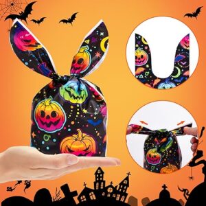 100 PCS Halloween Sweets Bags, Halloween Treat Candy Bags for Trick or Treat Party, Biscuit Goody Bags 14 * 23cm, Party Bag Pouches Fillers for Halloween Party Favor, Small Party Supplies