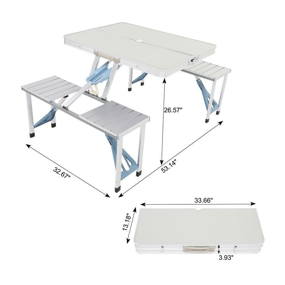 Aluminum Folding Camping Picnic Dinner Table Set Indoor Outdoor Patio Furniture Blue