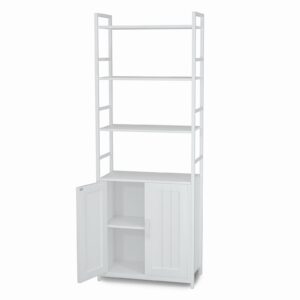 lazyvan white bookshelf with doors,70" tall bookcase with storage cabinet,6 tier book shelf for living room/bedroom/home office/kitchen,70"(h)*26"(l)*11.8"(w)