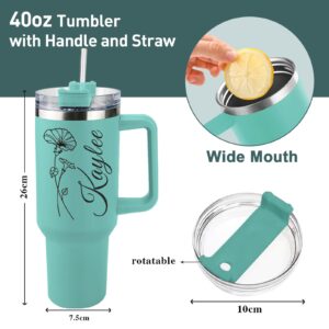 Elemtansy Ships Next Day, Personalized 40 Oz Tumbler with Handle and Straw, Custom Stainless Steel Insulated Tumbler with Name Travel Coffee Mug Personalized Gifts for Women Girls