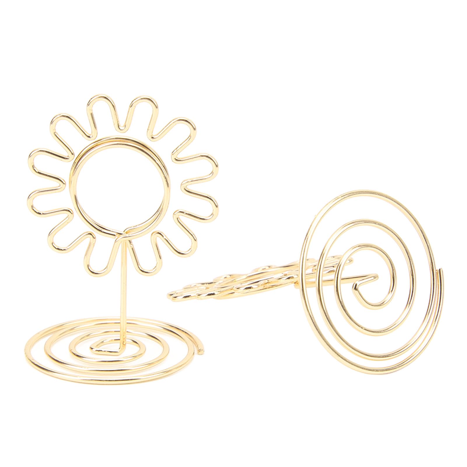 Cyrank 20pcs Table Number Holders, Mini Place Card Holders Sunflower Design Wire Photo Holder Small Size Table Card Holders Table Number Stands Picture Menu Clips for Wedding Anniversary Party(Gold)