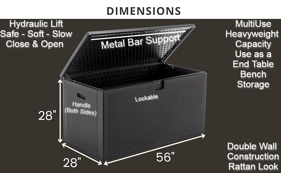 BTEXPERT 150 Gallon Large Resin Deck Box, Outdoor Storage Container for Patio Furniture Cushions Garden Tools Pool Toys Sports Equipment Waterproof Lockable Stainless Steel Metal insert rod