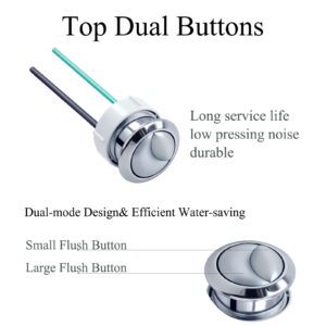 Lychee Light Dual Flushing Toilet Push Button Spare Parts,Top Toilet Button Replacement Compatible with Geberit & Kohler Part, Satin Chrome Toilet Parts with 1.5inch(38mm) Hole in the Toilet Tank Lid