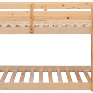 Anwick Twin Over Twin Low Bunk Bed with Stairs and Rails, Wooden Bunk Beds Frame with Safety Guardrail and Slats for Toddlers, Kids, Teens, Boys, Girls, Noise-Free (Natural)