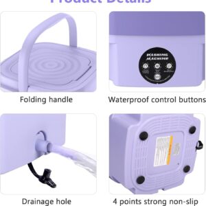 MacLehose Mini Portable Washing Machine, Mini Washer and Dryer Combo, 9L,Foldable,Mini Washer for Baby Clothes, Underwear or Socks,Small Clothes, Camping&Travel Laundry,Portable Washer Machine(purple)