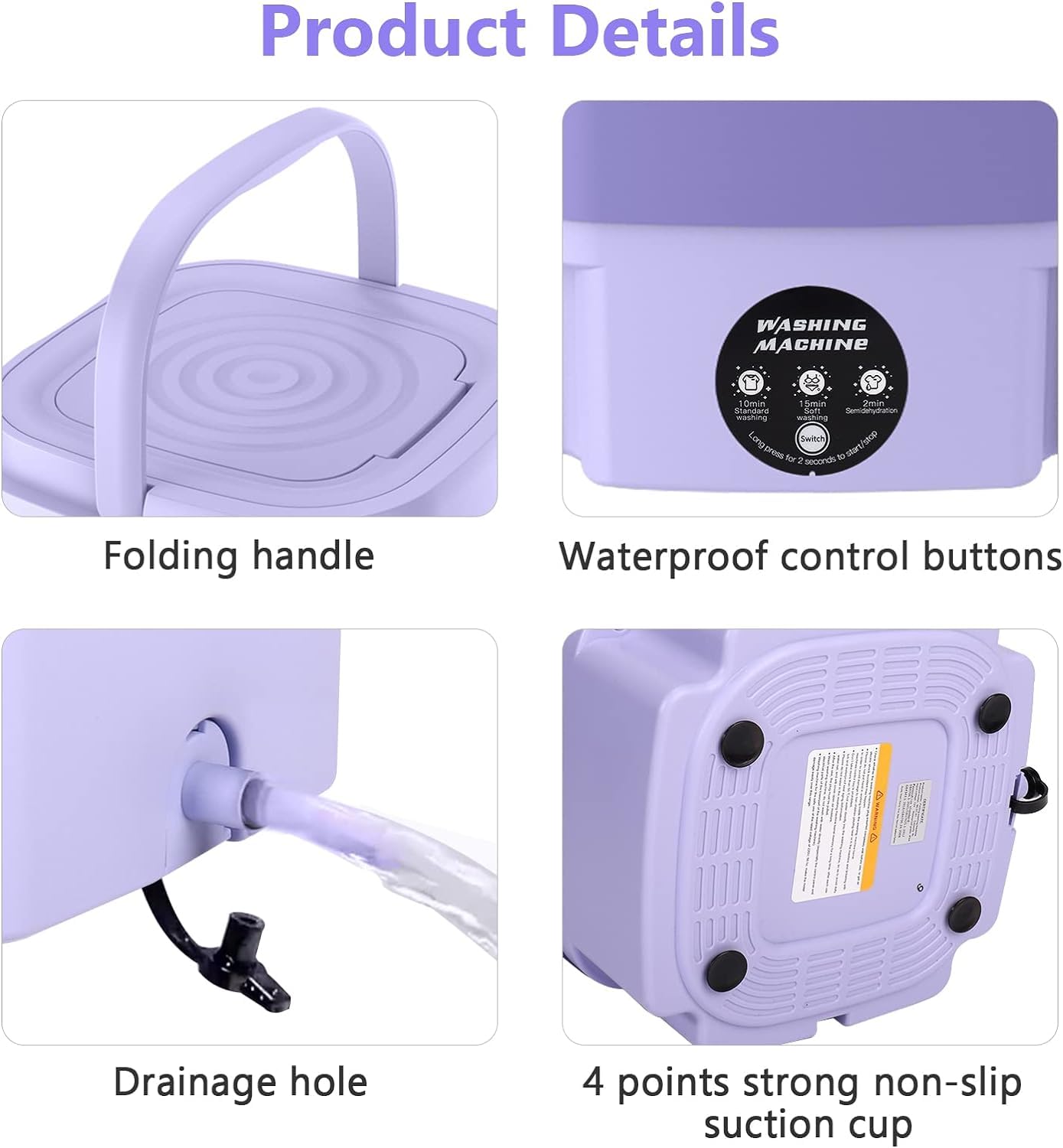 MacLehose Mini Portable Washing Machine, Mini Washer and Dryer Combo, 9L,Foldable,Mini Washer for Baby Clothes, Underwear or Socks,Small Clothes, Camping&Travel Laundry,Portable Washer Machine(purple)