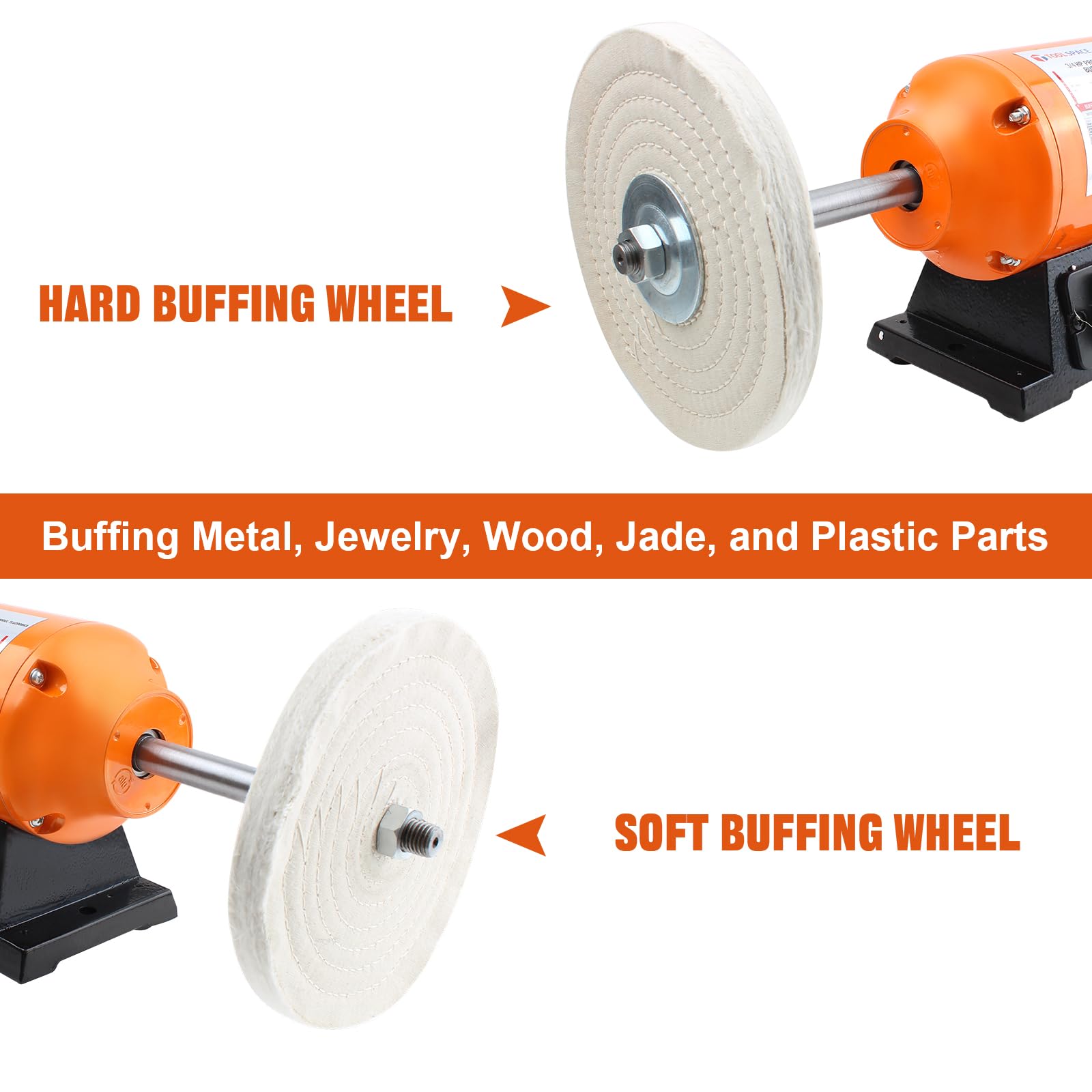 Bench Buffer Polisher, 8Inch Benchtop Buffing & Polishing Machine for Metal, Jewelry, Knives, Wood, Jade and Plastic