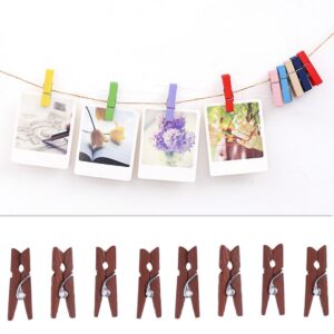 Mini Clothespins Brown 100 Pcs Heavy Duty Clothes Pin White Clothes Tiny Clothespins Wooden Brown Craft Clip Photo Clips Clothes Pins Cartoon Wooden Nail Mini White Clothes