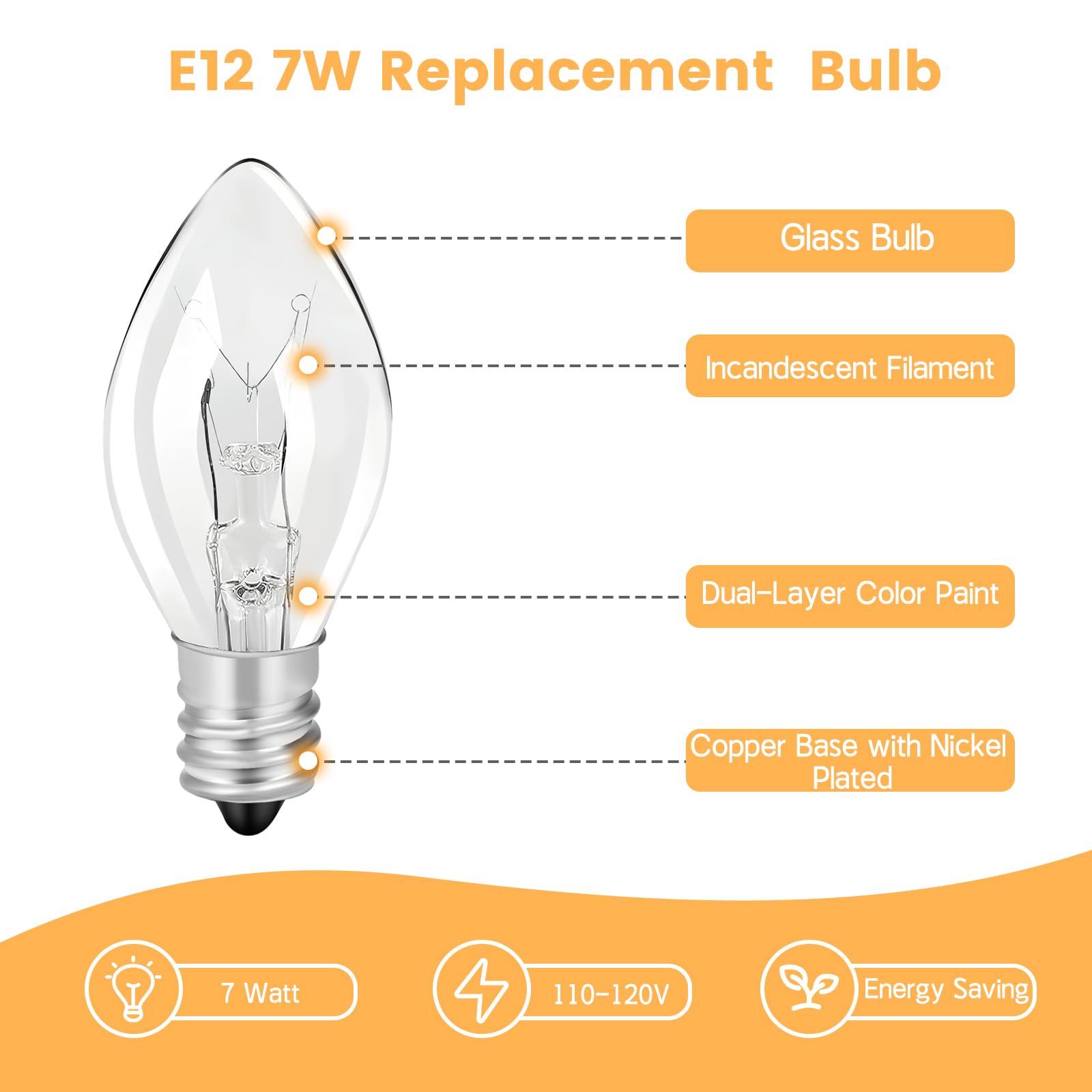 Flea Trap Light Bulb Replacement, 10 Pack 7W Replacement Bulbs for Flea Traps Inside Your Home, E12 7 Watt 120 Volt Flea Trap Bug Night Light Bulbs with a Screw-in Base for Most Flea Trap Lamp