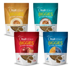 fruitables biggies dog treats 4 flavor variety pack of 16oz bags, 4 bags total