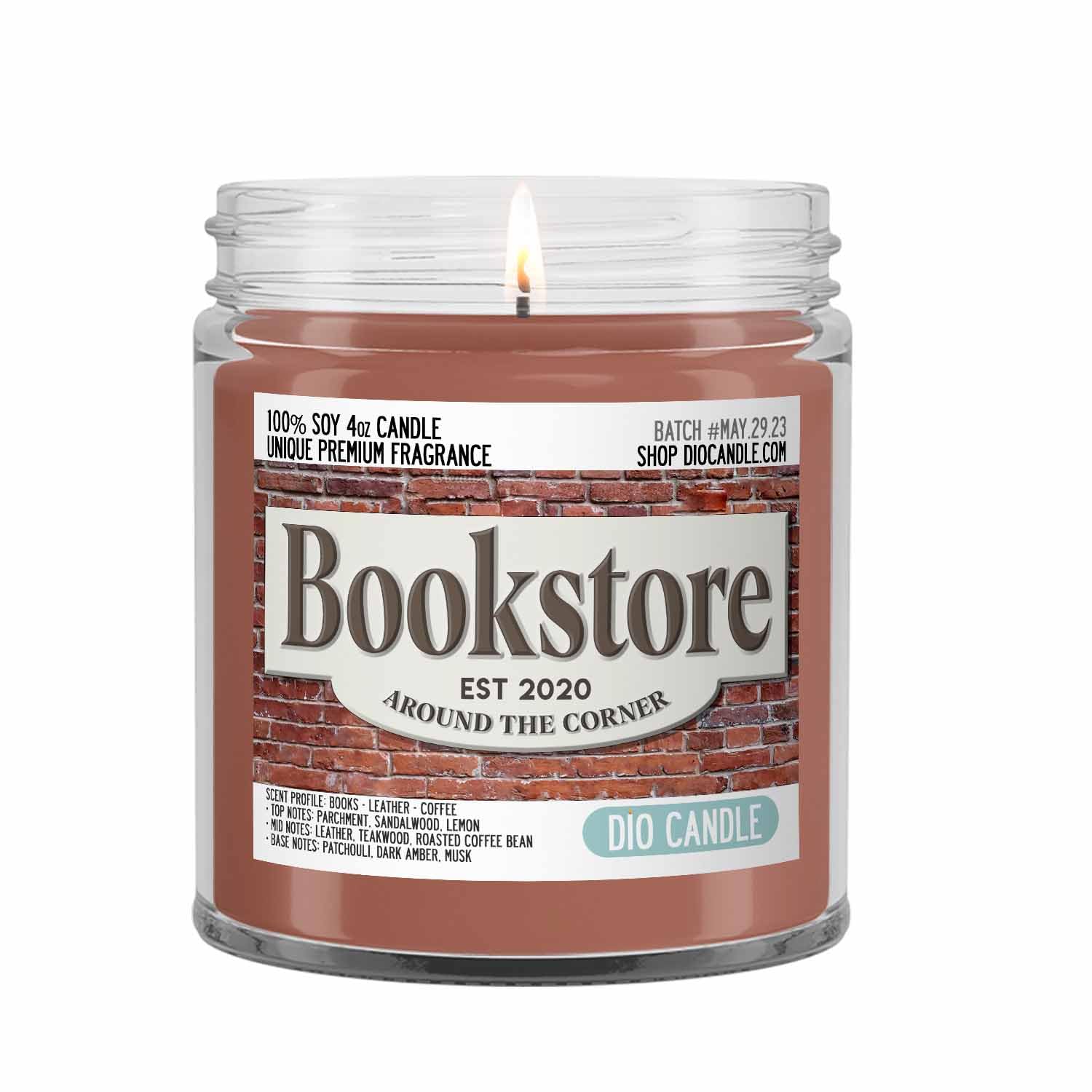 Bookstore Scented Candle - Smells Like Books - Leather - Coffees - 100% Naturally Vegan Soy and Premium Fragrance | Great Gift | Recyclable Glass Jar | Handmade in Denver, Colorado (4oz Glass Jar)