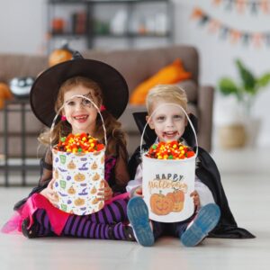 DDBASKET Halloween Bucket Halloween Trick or Treat Candy Bucket Pumpkin Pattern Halloween Party Tote Bags Gift Basket Goody Bucket for Kids Halloween Party Supplies(Spooky Pumpkin)