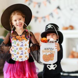 DDBASKET Halloween Bucket Halloween Trick or Treat Candy Bucket Pumpkin Pattern Halloween Party Tote Bags Gift Basket Goody Bucket for Kids Halloween Party Supplies(Spooky Pumpkin)