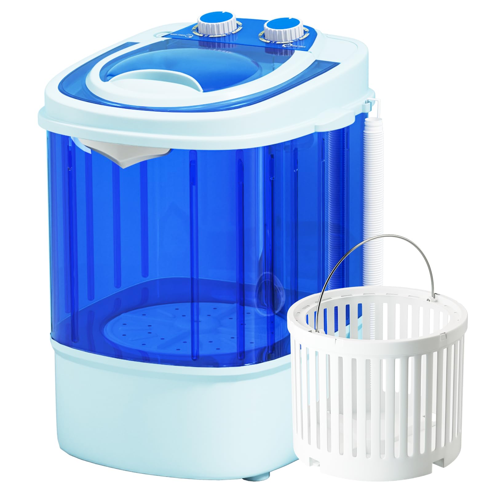 Superday Mini Portable Washing Machine, Single Tub Compact Washing Machine with Spin Cycle, 5.7LBS Washing Capacity Small Electric Washer Machine for Home, Apartments, Outdoor, RV, Dormitory, Blue