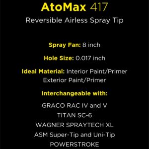 InoKraft 417 Spray Tip AtoMax Reversible Airless Spray Nozzles for Airless Paint Spray Guns, Airless Sprayer Accessories, for Contractor Homes Buildings Garden Decks (417)