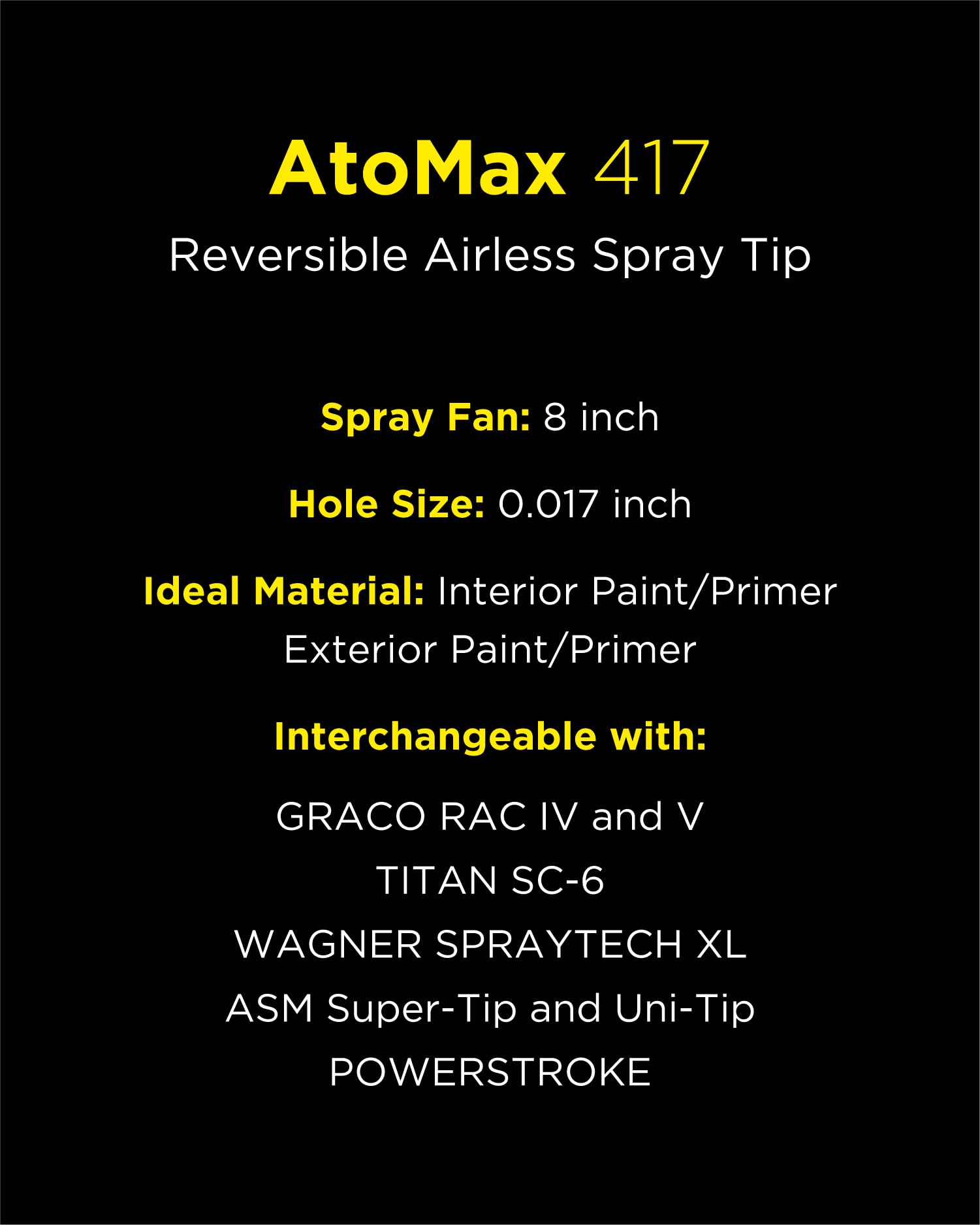 InoKraft 417 Spray Tip AtoMax Reversible Airless Spray Nozzles for Airless Paint Spray Guns, Airless Sprayer Accessories, for Contractor Homes Buildings Garden Decks (417)