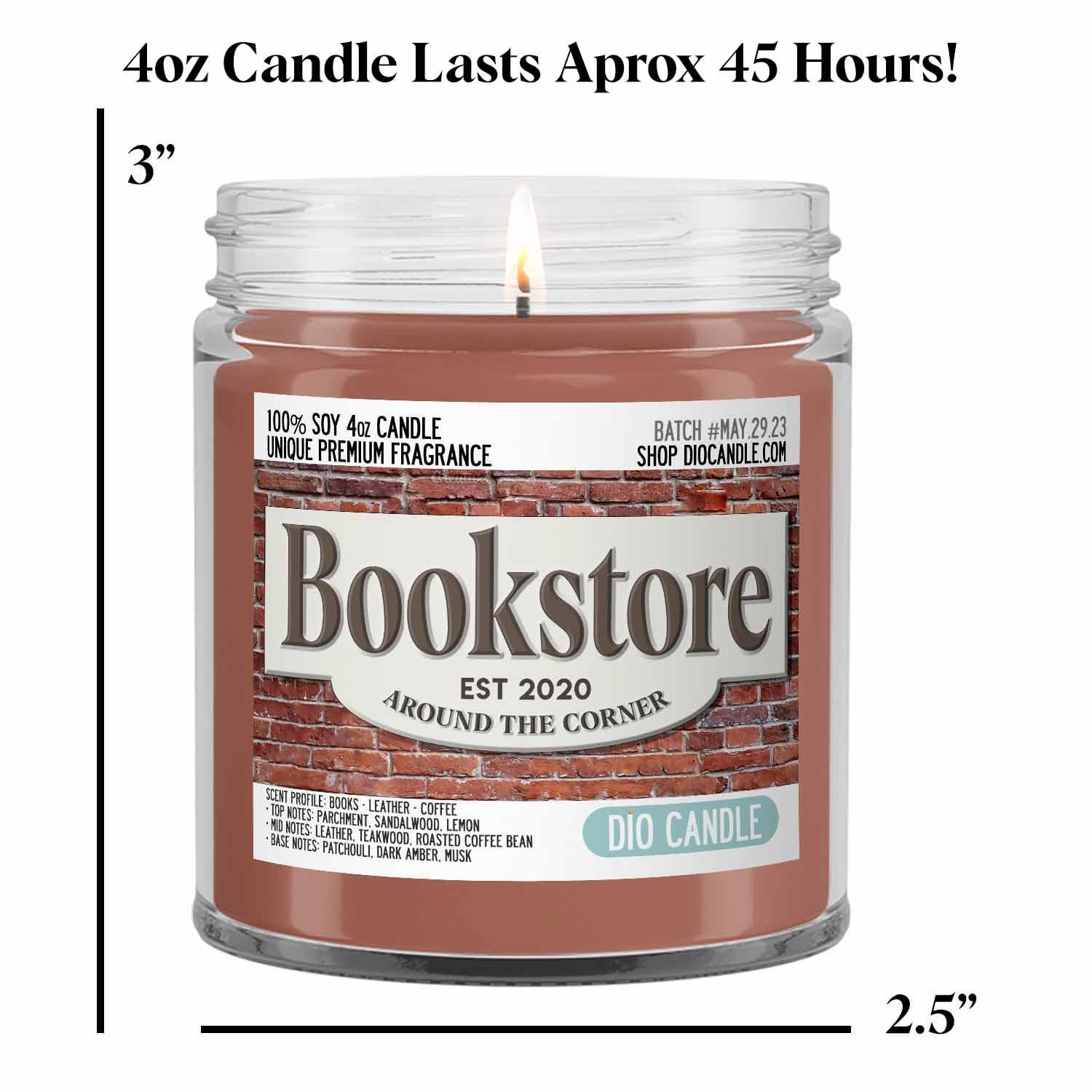 Bookstore Scented Candle - Smells Like Books - Leather - Coffees - 100% Naturally Vegan Soy and Premium Fragrance | Great Gift | Recyclable Glass Jar | Handmade in Denver, Colorado (4oz Glass Jar)