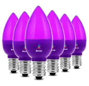 baczao purple c7 light bulbs 6 pack, 1w small c7 led christmas light replacement bulbs, e12 candelabra base, non-dimmable, red night light bulb for outdoor xmas string lights window